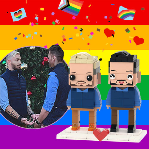 Gift For LGBT Customizable Fully Body 2 People Custom Brick Figures Gay Pride Brick Me Figures