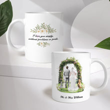 Wedding Couple Mug Custom Wearing Personalized Hairstyle and Names Coffee Mug