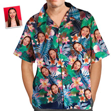 Custom Face Shirt Men's Hawaiian Shirt Personalized Photo Colorful Flowers Tshirts For Him