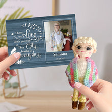 Personalized Crochet Doll Gifts Handmade Mini Look alike Dolls with Custom Memorial Card for Grandma