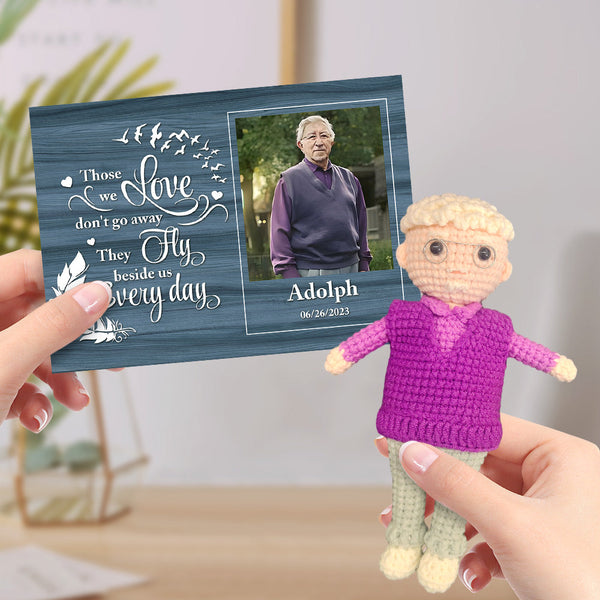 Personalized Crochet Doll Gifts Handmade Mini Look alike Dolls with Custom Memorial Card for Grandma