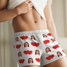 Custom Face Multicolor Boxer Shorts Red Heart Personalized Photo Underwear Gift for Him