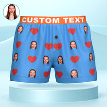 Custom Face Red Heart Design Boxer Shorts with Personalized Text on the Waistband Personalized Underwear for Him