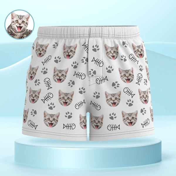Custom Cat Face Multicolor Boxer Shorts Personalized Casual Underwear Gift for Him - SantaSocks