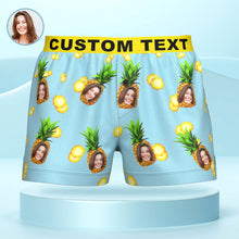 Custom Face Funny Pineapple Boxer Shorts Personalized Waistband Casual Underwear for Him - SantaSocks