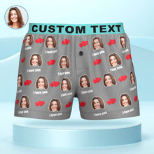 Custom Face I Love You Boxer Shorts with Personalized Text on the Waistband Personalized Underwear for Him - SantaSocks