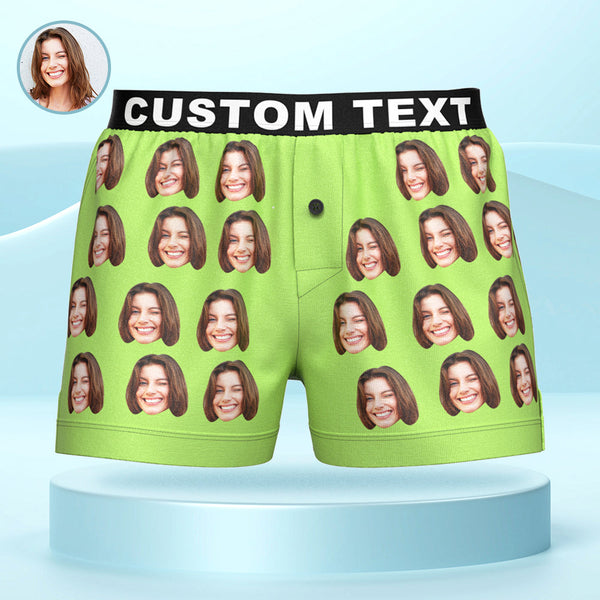 Custom Face Boxer Shorts with Personalized Text on the Waistband Personalized Casual Underwear for Him - SantaSocks