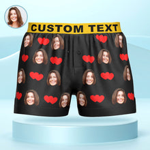 Custom Face Love Hearts Boxer Shorts Personalized Waistband Casual Underwear for Him - SantaSocks