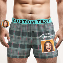 Custom Photo Striped Plaid Patterned Boxer Shorts Personalized Waistband Casual Underwear for Him - SantaSocks
