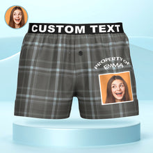 Custom Photo Striped Plaid Patterned Boxer Shorts Personalized Waistband Casual Underwear for Him - SantaSocks
