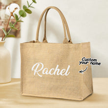 Personalized Burlap Bags Custom Name Monogram Beach Tote Bag Gift for Her - SantaSocks