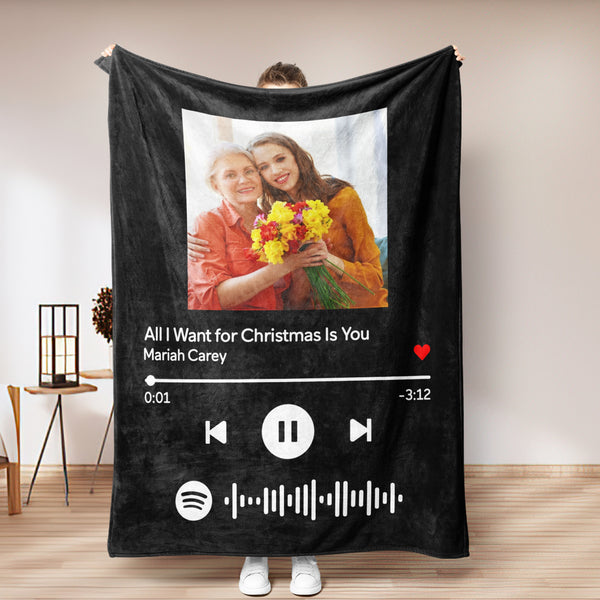 Mother's Day Gift Custom Music Art Gifts Custom Music Blanket Personalized Photo Blanket Unique Gift for Mom
