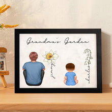 Custom Birth Month Flowers Garden With Grandkids Names Personalized Wooden Photo Frame Mother's Day Gift - SantaSocks