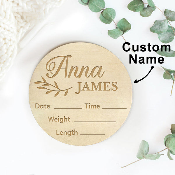 Baby Announcement Sign with Birth Stats Footprint Sign For Newborn Baby Name Reveal Personalized Baby Name Sign For Hospital - SantaSocks