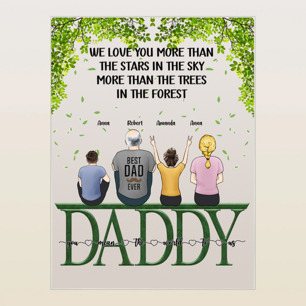 Father's Day Gift Personalized Green Acrylic Plaque Gifts for Dad Back View Lamp