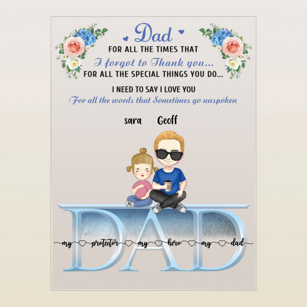 Father's Day Gift Personalized Acrylic Plaque Gifts for Dad Custom Lamp Thank You Dad
