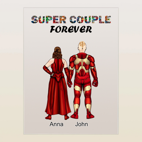 Personalized Acrylic Plaque Super Couple Forever Costume Changable Custom Lamp