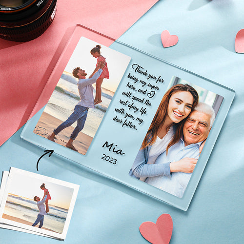 Custom Engraved Photo Plaque You Are My Super Hero Father's Day Gifts