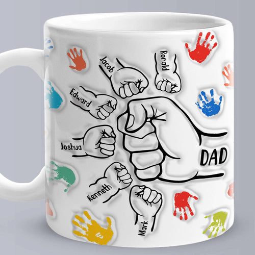 Personalized Custom Names 3D Inflated Effect Printed Mug Gift for Dad Grandpa