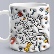 Father's Day Gifts Personalized Names Custom 3D Inflated Effect Printed Mug 1-6 Kids