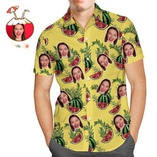 Custom Face Men's Hawaiian Shirt Personalized Tropical Floral Short Sleeve Shirt with Face Photo