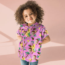 Custom Multi-color Face And Numbers Kid's Hawaiian Shirt Coconut Tree And Pineapple Birthday Gift - SantaSocks