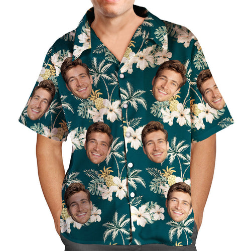 Custom Dog Face Hawaiian Shirt Funky Vintage Hawaiian Shirt Casual Button-Down Short Sleeve