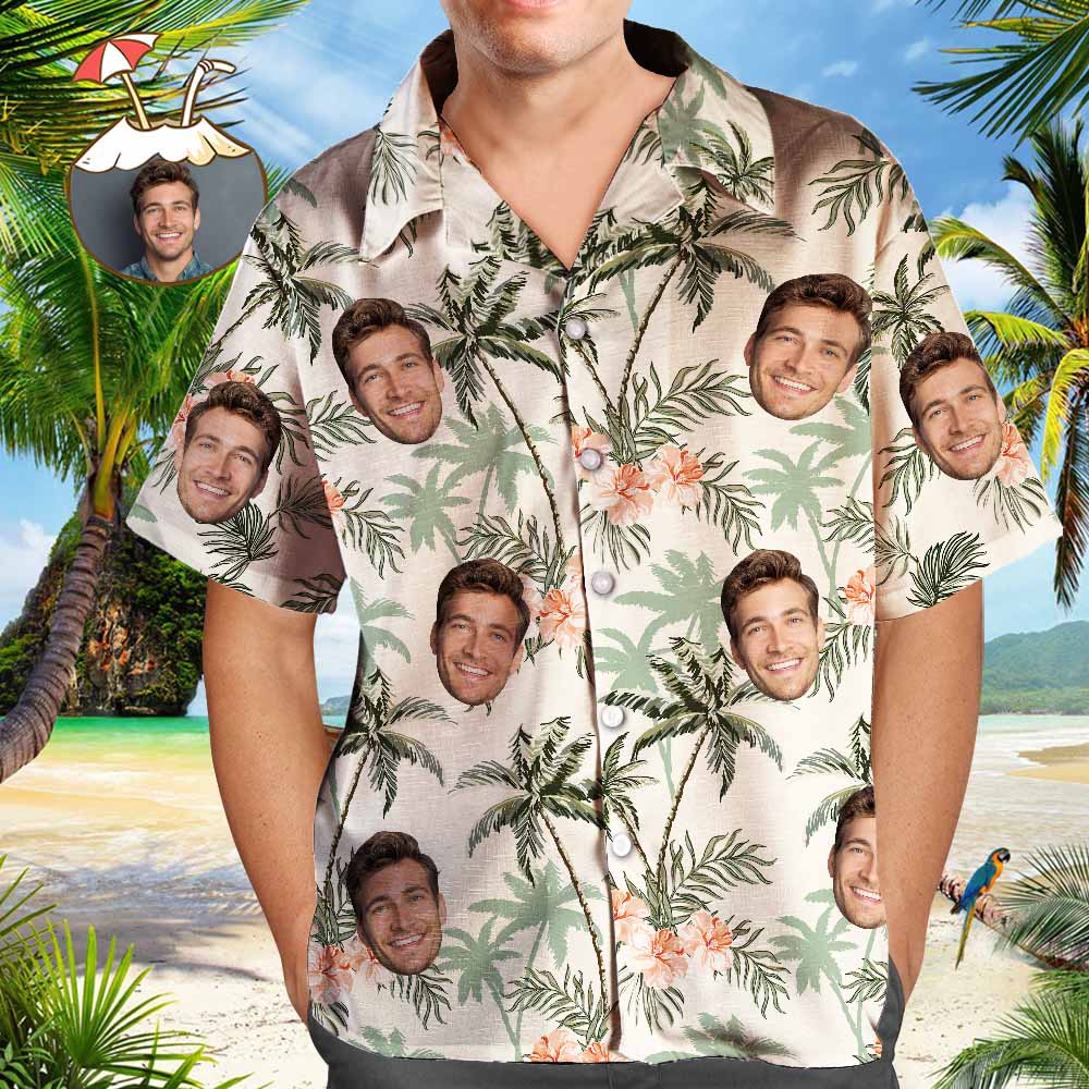 Vintage Hawaiian Beach Shirts with Custom Photo & Print Button-Down Shirt