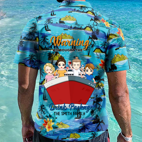 Custom Men's Hawaiian Shirts with Cruise Travel Personalized Cartoon Family Members