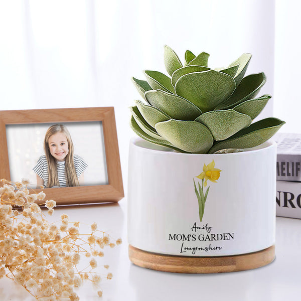 Custom Birth Flowers Planter Pot Personalized Name Ceramic Succulent Plant Pot - SantaSocks