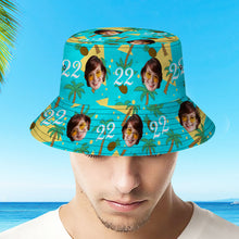 Custom Multi-color Face and Numbers BucketHat Coconut Tree and Pineapple Gift for Men - SantaSocks