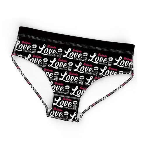 Custom Name On Love Panties Women Kiss Photo Underwear