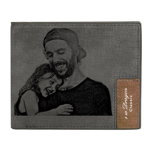 Custom Photo Wallet Men's Bifold Wallet for Dad Father's Day Gift
