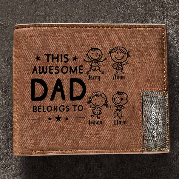 Father's Day Gifts Custom Wallet Personalized Name and Kids Wallet Men's Bifold Wallet for Him