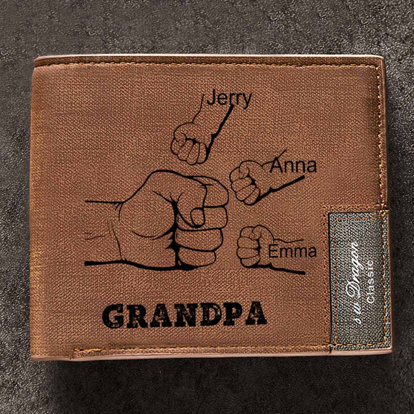 Father's Day Gifts Custom Wallet Personalized Fists Wallet Men's Bifold Wallet for Him