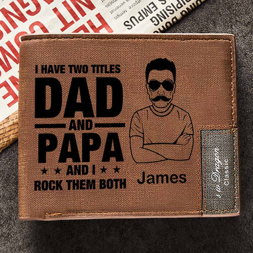 Father's Day Gifts Custom Wallet Personalized Dad Image and Name Men's Bifold Wallet for Him