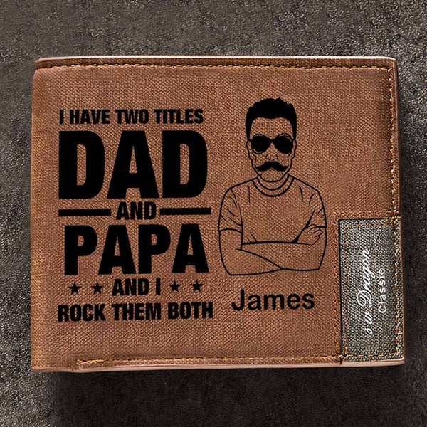 Father's Day Gifts Custom Wallet Personalized Dad Image and Name Men's Bifold Wallet for Him