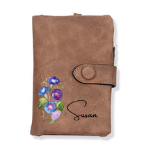Personalized Name Colorful Birth Flower Wallet Card Holder Birthday Gift for her - SantaSocks