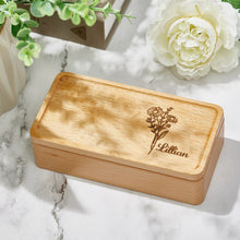 Personalized Birth Flower Jewelry Box Custom Name Jewelry Organizer Gift for Her - SantaSocks