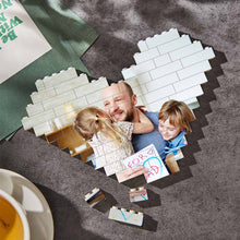Custom Building Brick Personalized Photo Block Heart Shaped Father's Day Gift