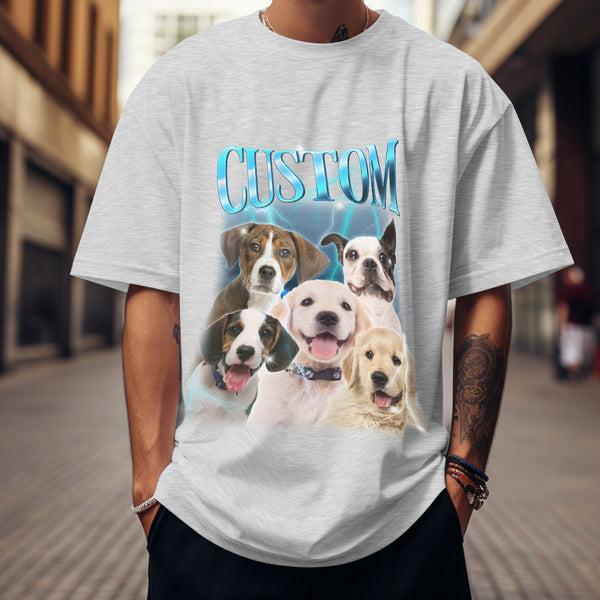 Custom Photo Vintage Tee Personalized Name T-shirt Pet Lover