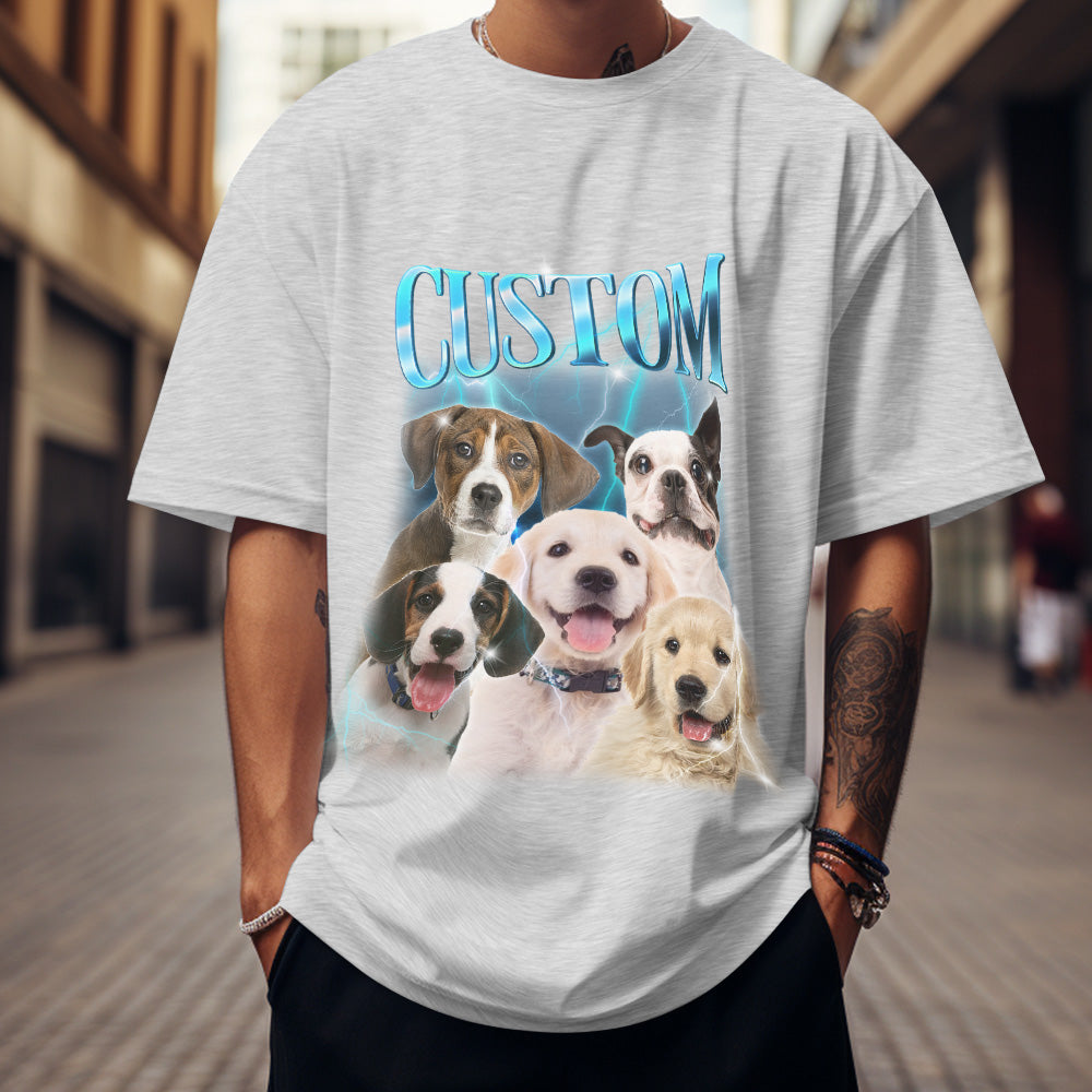 Custom Photo Vintage Tee Personalized Name T-shirt Pet Gifts Dog