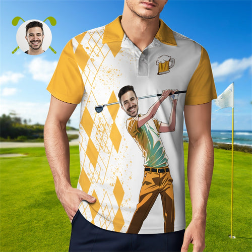 Custom Face Polo Shirt For Men Weekend Forecast Beer And Golf Polo Shirt  For Beer Lovers - SantaSocks
