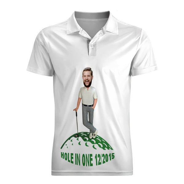 Custom Face Polo Shirt For Men Hole In One Golf Polo Shirt Gift For Golfer - SantaSocks