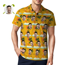 Custom Face Polo Shirt For Men Coconut Tree Beach Shirt Hawaiian Golf Shirts - SantaSocks