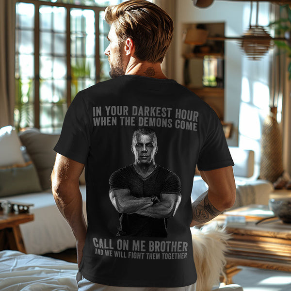 Custom Photo T-Shirt In Your Darkest Hour Call on Me Brother - SantaSocks