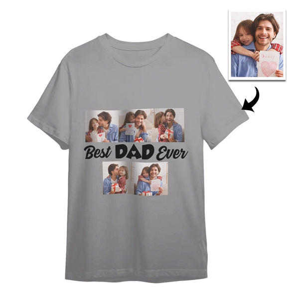 Custom 5 Photos T-Shirt With Best Dad Ever Personalized Photos T-Shirt Father's Day Gift - SantaSocks