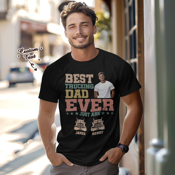 Custom Photo Text T-Shirt Personalized T-Shirt With Best Dad Ever Father's Day Gift - SantaSocks