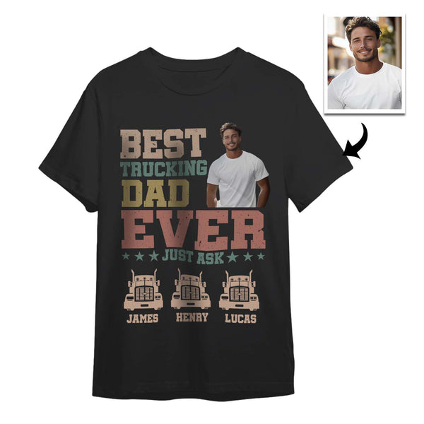 Custom Photo Text T-Shirt Personalized T-Shirt With Best Dad Ever Father's Day Gift - SantaSocks