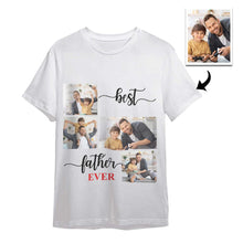 Custom 4 Photos T-Shirt Personalized Photo T-Shirt Best Father Ever Father's Day Gift Family T-Shirt - SantaSocks